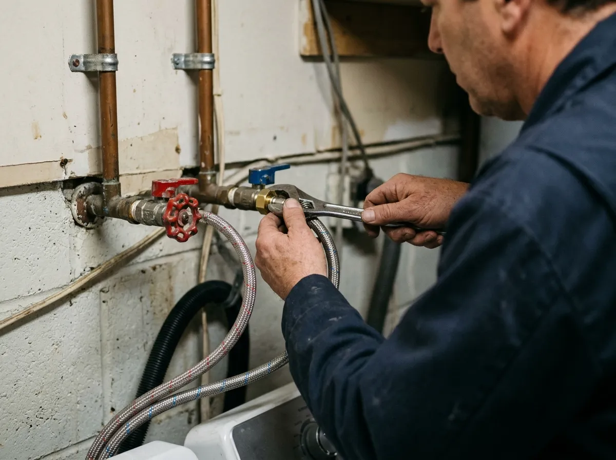 Our plumbers handling dishwasher, washing machine & ice maker hookups