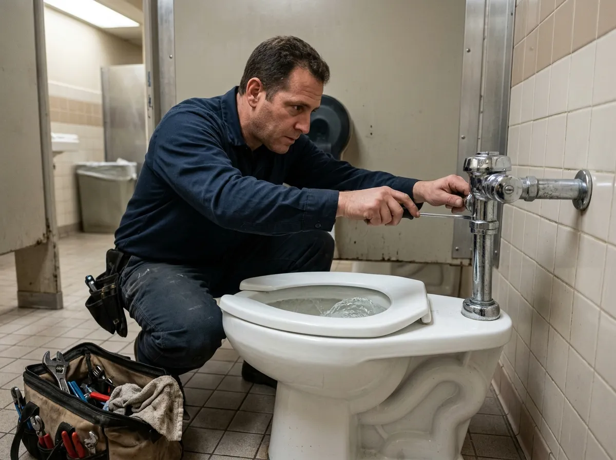Our flushometer, urinal & commercial toilet repair process, from assessment to final test