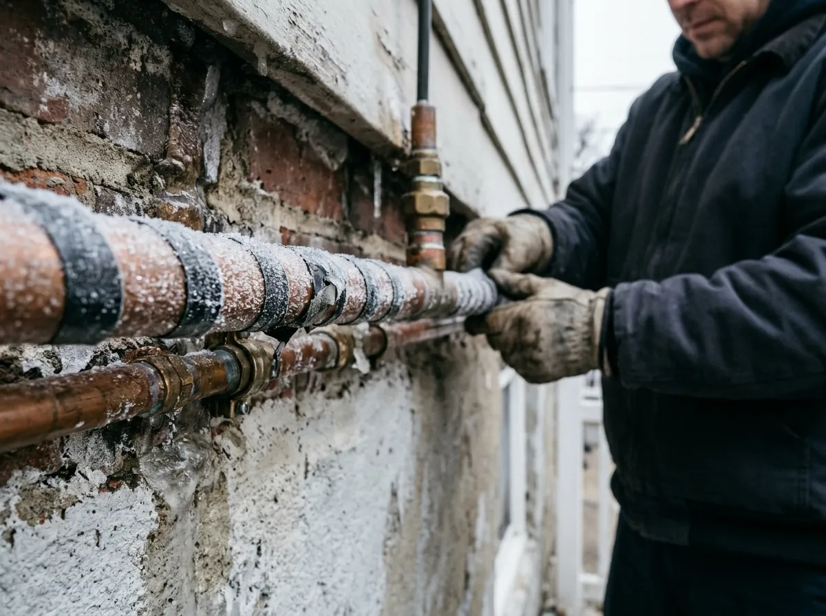 Our plumbers handling frozen pipe repair