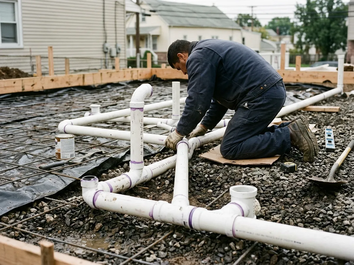 Our plumbers handling new construction plumbing